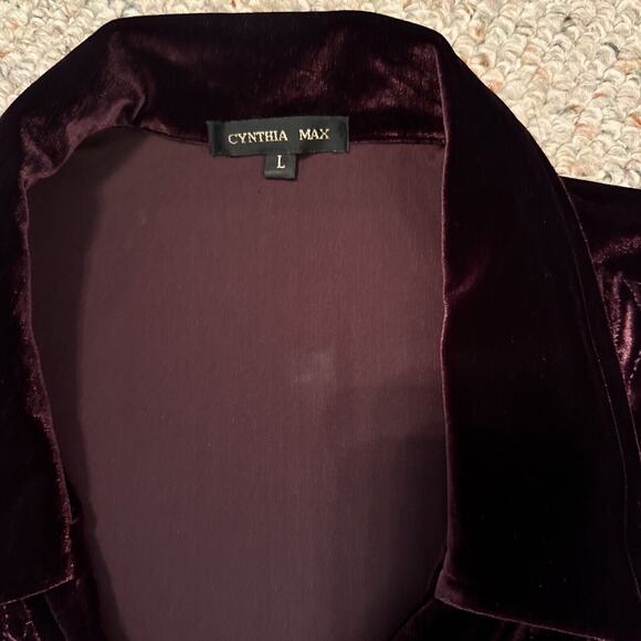 Cynthia Max Women’s Velour Button Front Jacket Blazer Purple Large Made In USA - Picture 2 of 11